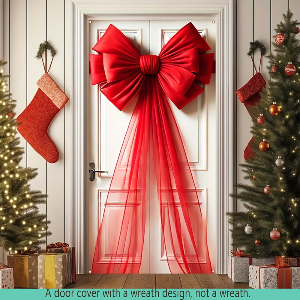 

1pc Door Cover Elegant Red Bow Door Flag - & Washable For Weddings, Birthdays, Grand - Porch & Entryway Decor, Ideal Valentine's Day Accessory