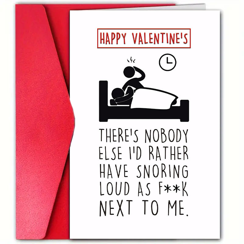 

1pc 's Day Greeting Card, 12cm*18cm, Humorous Snoring Joke, High-quality Paper, Suitable For Husband, Wife, Partner, Anniversary, Unique Humor Card With Envelope