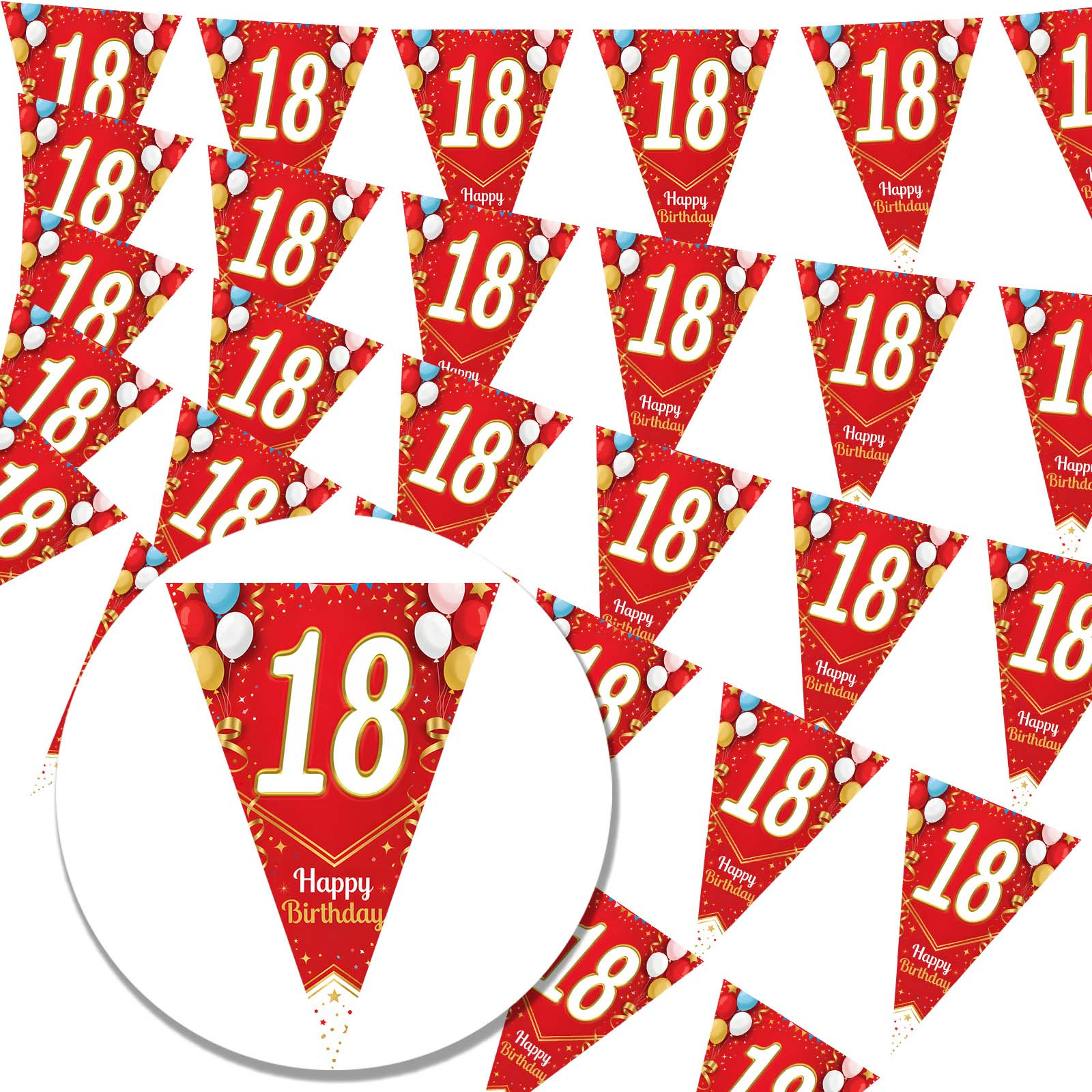 TEMU Fanion de fête plat 2D, fanion triangulaire plat 2D, 10 pièces, matériau, décoration de fanion triangulaire pour 18e anniversaire, palette de