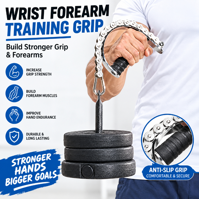 Image of Arm Wrestling Exercise Handle, Drive Chain Rotating Wrist Stick, Forearm Arm Wrestling Training Handle, Multi-spinner Strap Grip For Fitness Gym Training