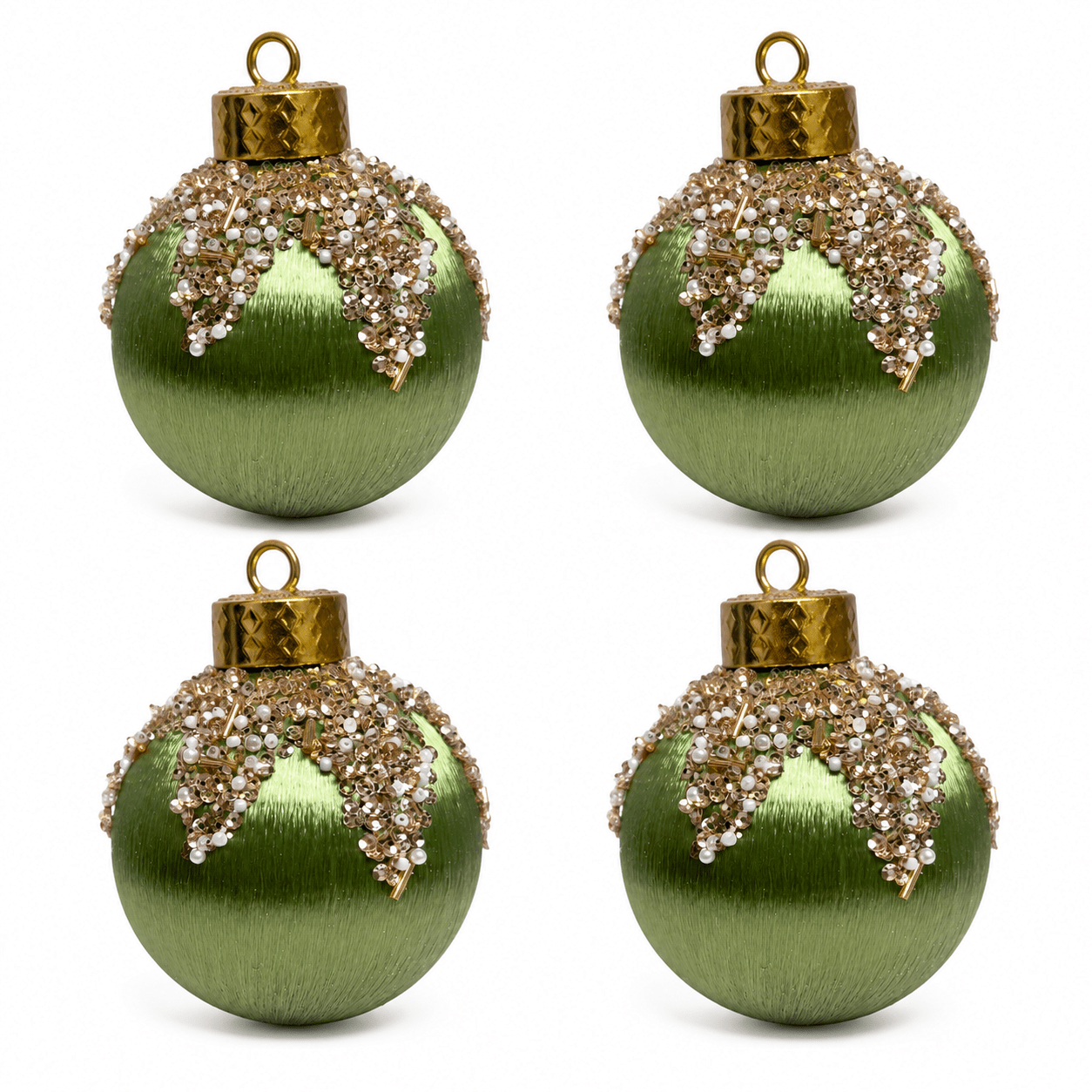 TEMU Decorazioni Natalizie a Sfera da 8 cm, 4 pezzi di da appendere per albero di Natale e dorati, con perline e glitter, decorative per decorazioni