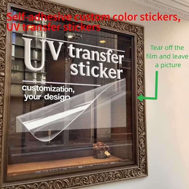 TEMU Diy Custom Large Size Waterproof 3d Uv Crystal Transfer Stickers, Personalized Diy Custom Uv Printing Colorful Decoration. Suitable For Car
