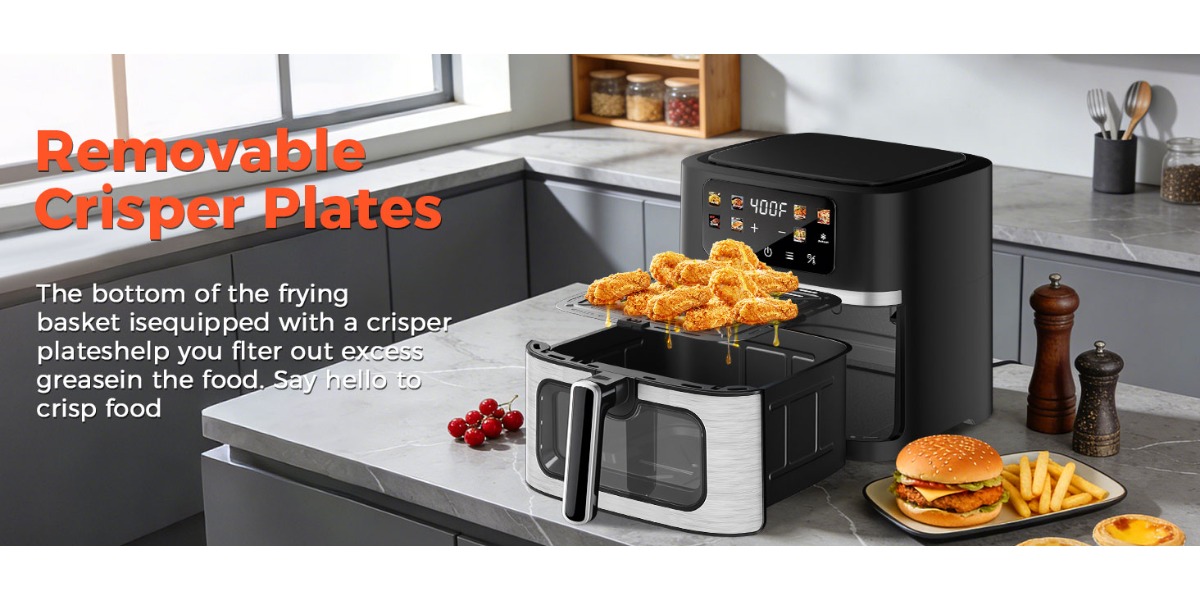 Ultimate 8.5QT Large Air Fryer – 1700W Visible Window Cooker 6 8.5QT Large Air Fryer with Visible Window, 1700W High Power Single Basket Airfryer, Digital Touchscreen with 8 Presets, Clear View Nonstick Basket, Auto Shut-off & Dishwasher Safe, XL Capacity for Family Size