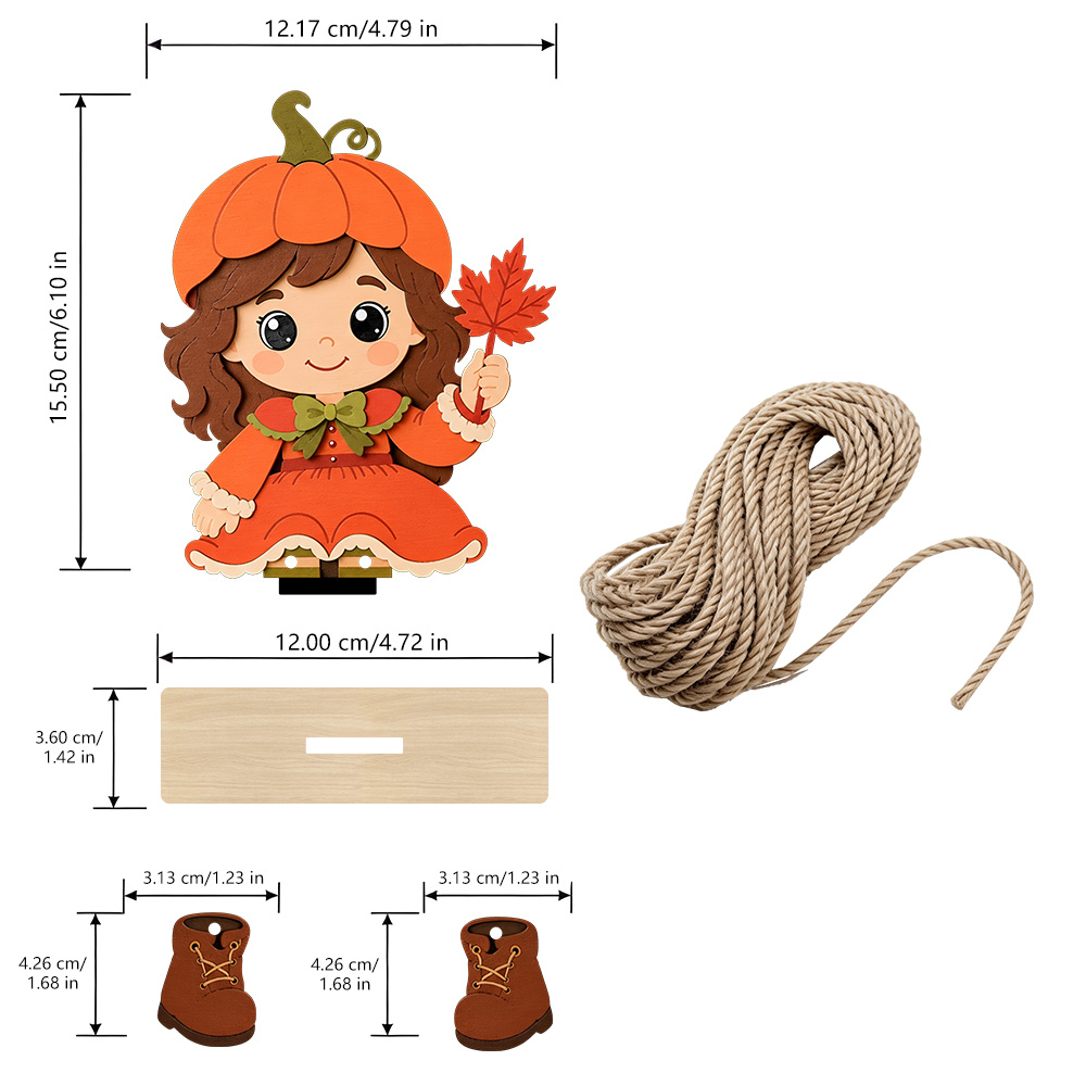 TEMU A Small Wooden Girl Figurine With A Pumpkin Hat And Wobbly Legs—wooden Farmhouse Decor, Suitable For Table Centerpieces, Windowsill, And Mantel