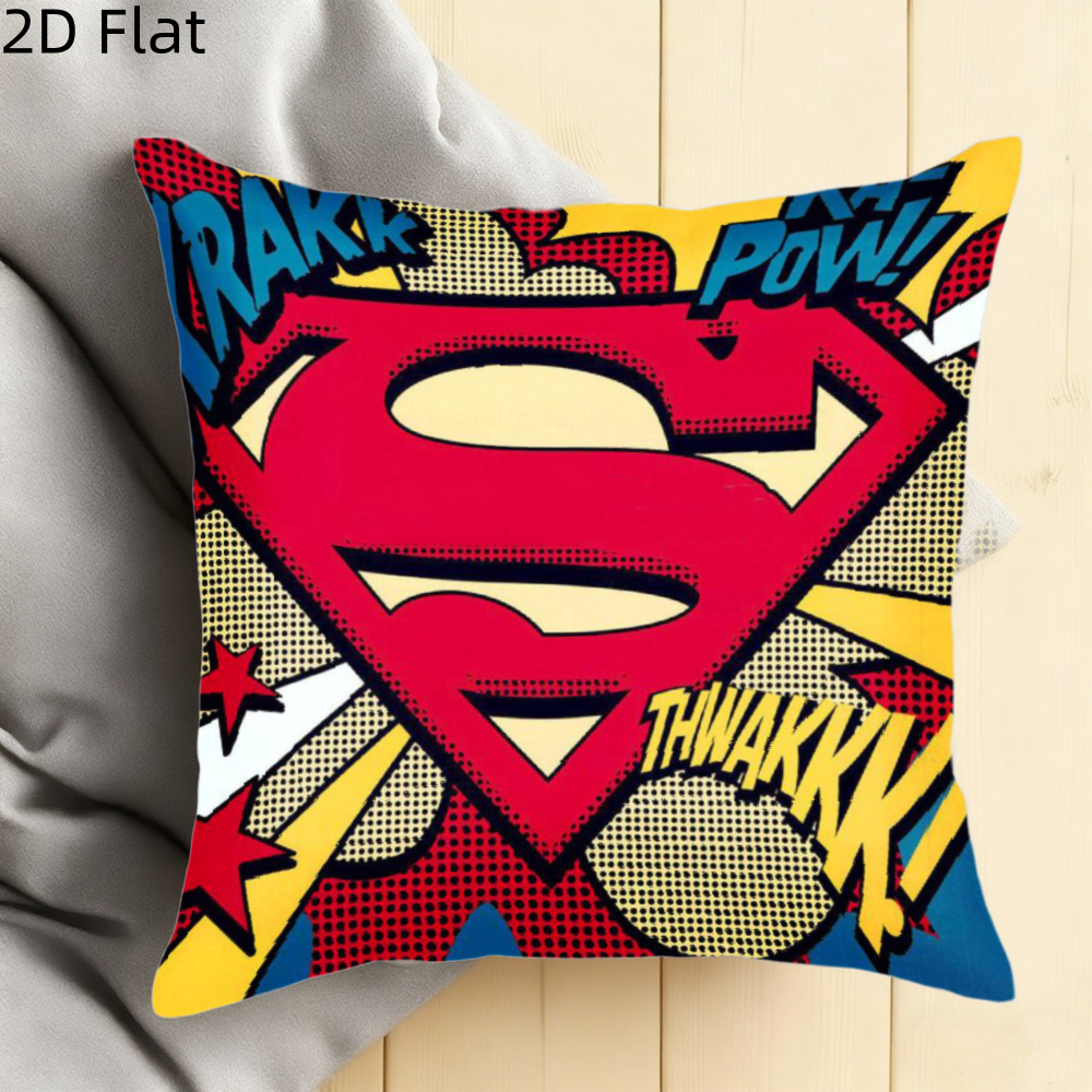 TEMU per cuscino 2D piatta 1 pz DC Comic Superman in peluche corto, per cuscino, per cuscino con stampa fronte-retro e chiusura a cerniera, per ,