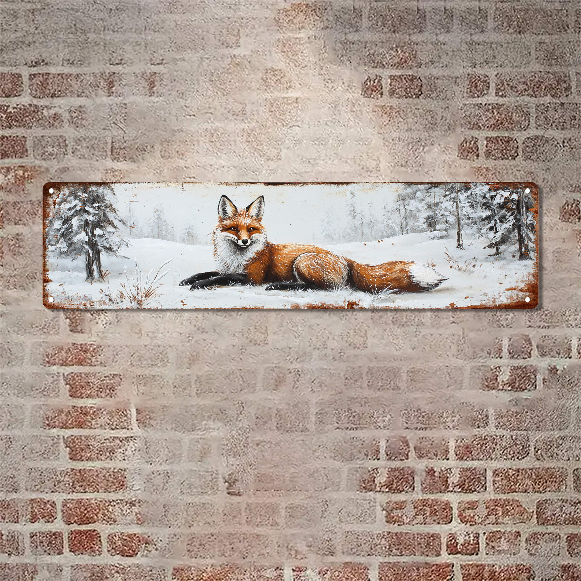 

Retro Fox Metal Tin Sign - Wall Decor For Home, Bar, Cafe & Garage | Perfect Gift For Holidays & | 4x16 Inches