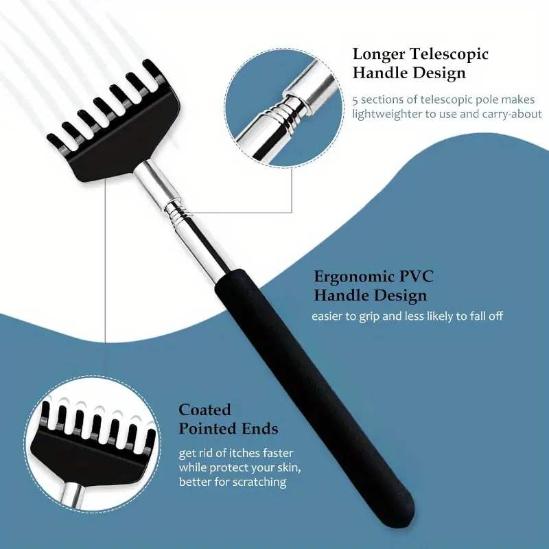 3 5pcs set extendable scratcher unisex adult telescopic back massager with rubber handle portable relief tool for travel work picnic with sock liner accessory Product details 0
