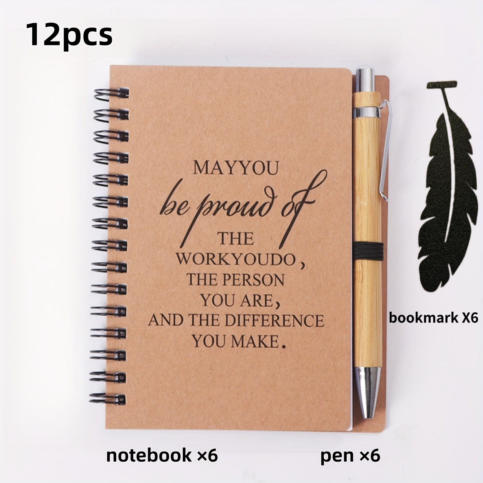TEMU 18pcs Employee Appreciation Gift Set, Including 6pcs Mini Spiral Notebooks And 6pcs Ballpoint Pens And 6pcs Bookmarks, Suitable For Gifting To