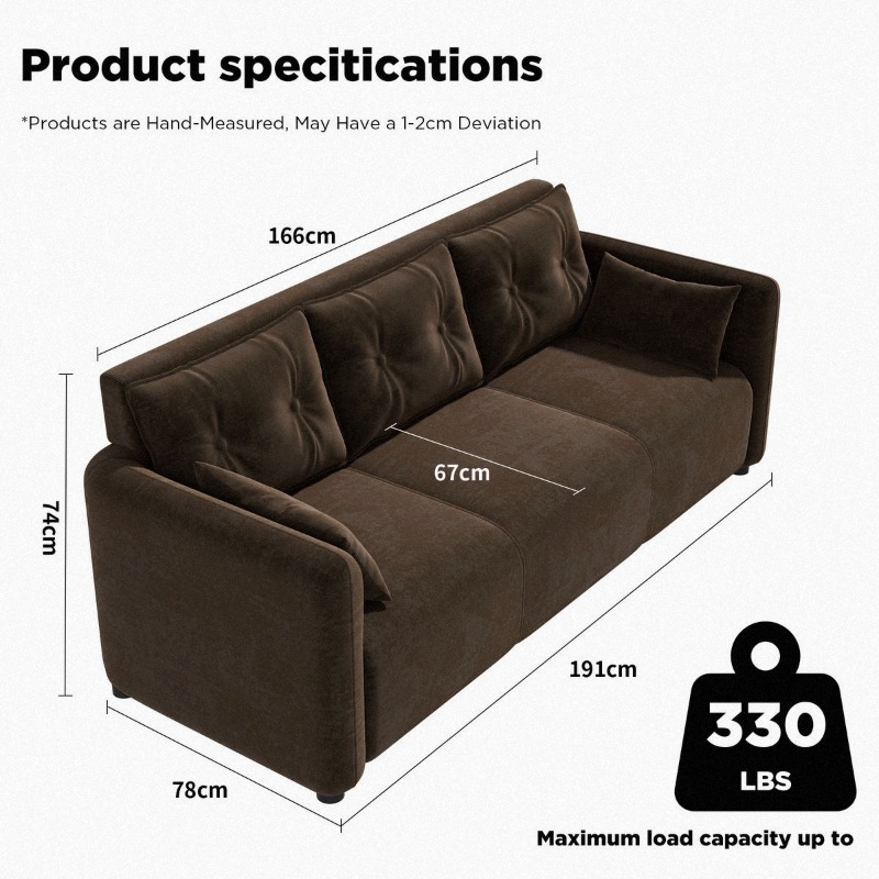 Versatile Three-Seater Sofa Perfect for Living Room Bedroom Office or Apartment Decor