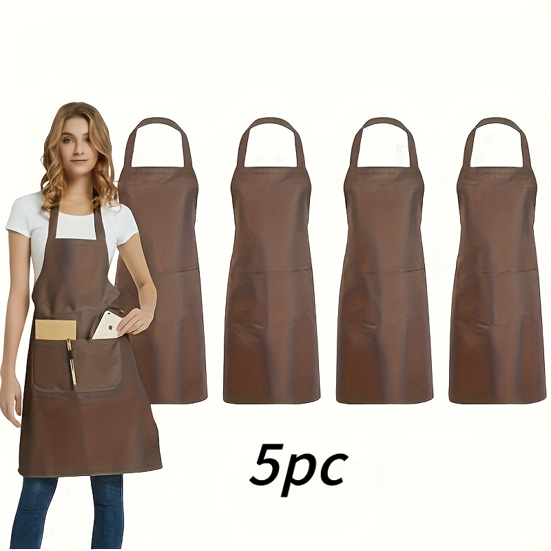 TEMU 5pcs Adjustable Aprons With Pockets - High Quality, Comfortable For Cooking, Chefs, Servers, Bbq, And Hairdressers - Easy To Clean, Heavy-duty