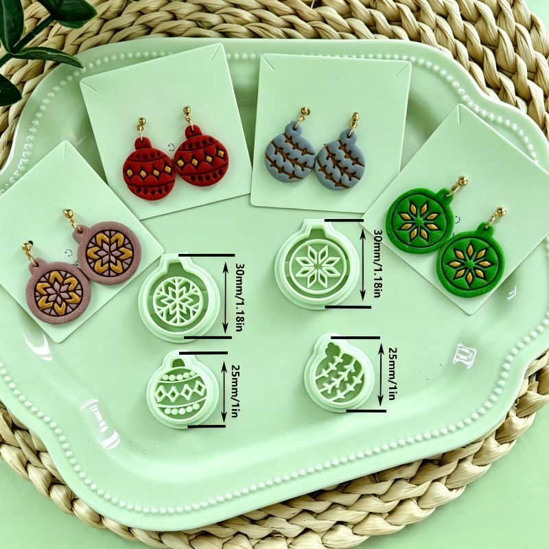 TEMU 4pcs Clay Cutting Molds/christmas Themed Party, Suitable For Polymer Clay Materials, Winter Clay Earring Mold Set, Featuring Seasonal Jewelry