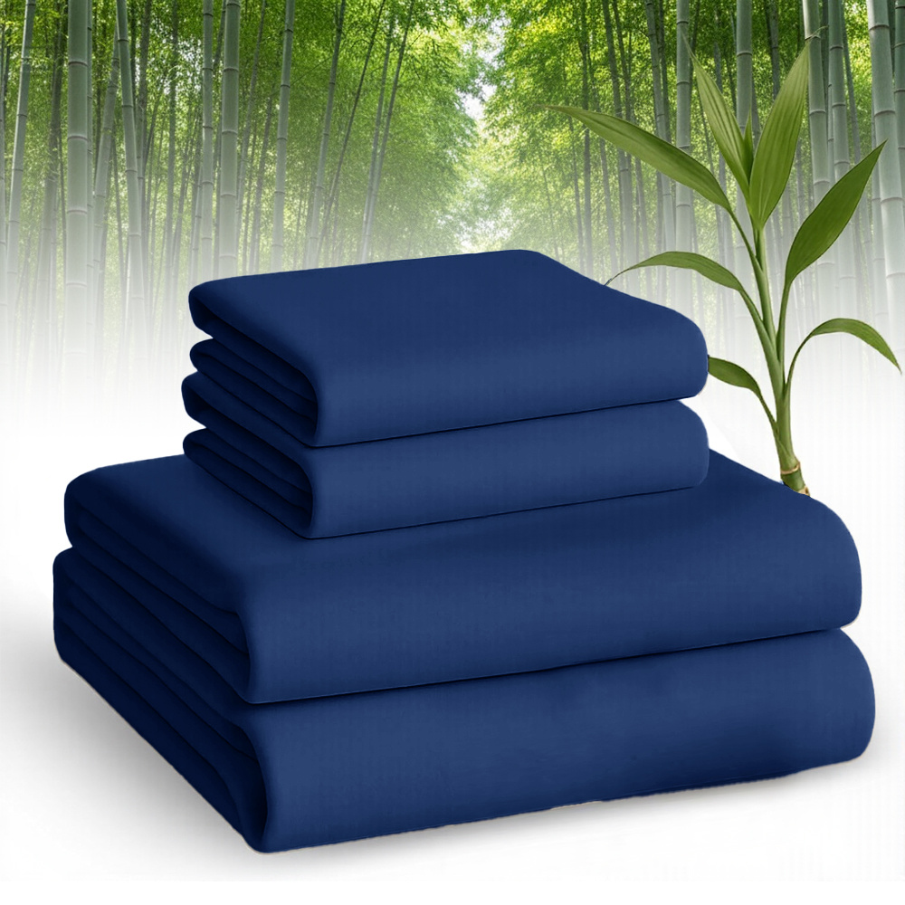 Set of Breathable Bamboo Bed Sheets Including Fitted Sheet And Pillowcases, Suitable for Children And Available in Queen And Twin Sizes. These Cooling Sheets Have Deep Pockets for Hot Sleepers And Make Excellent Gifts