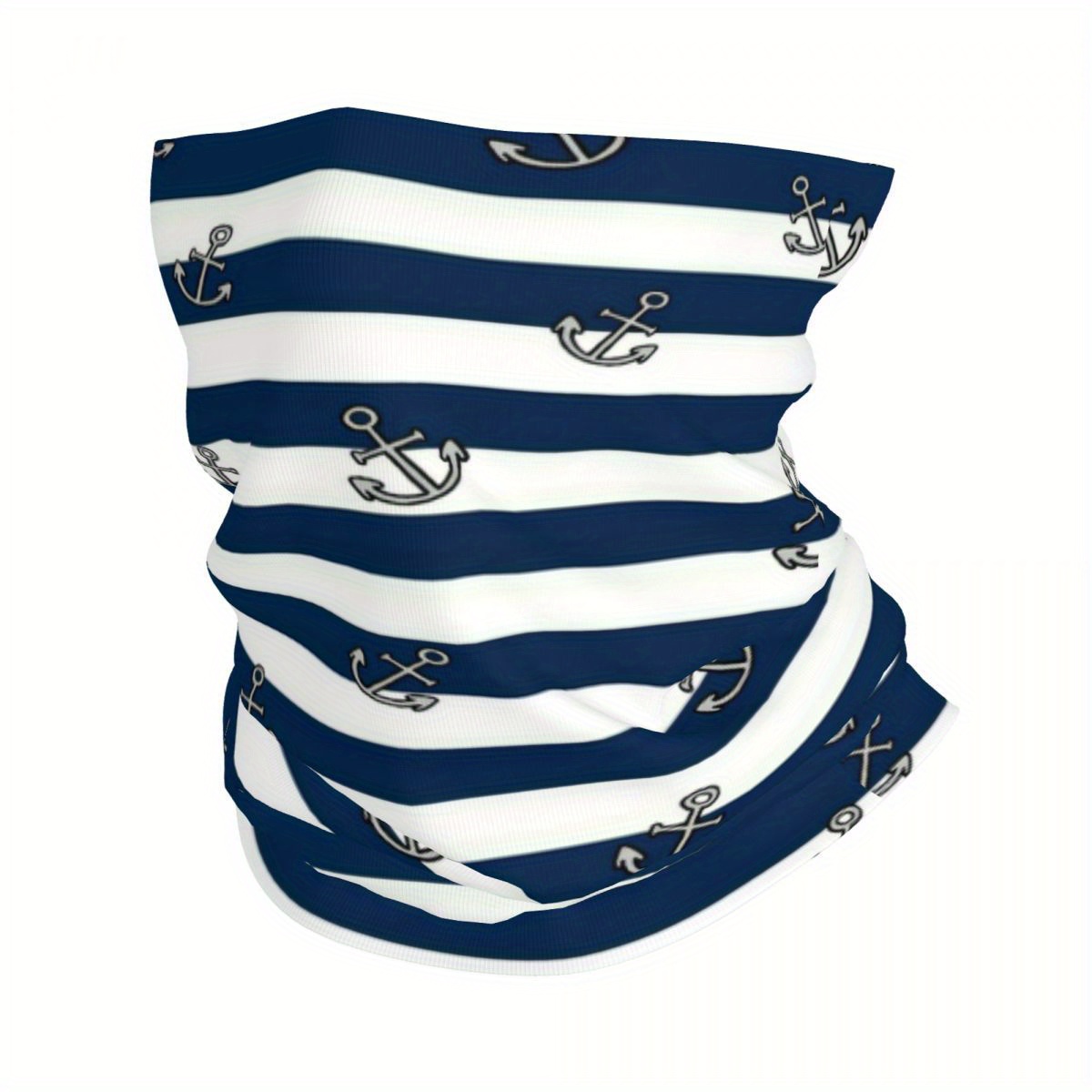 Image of 1 Nautical Stripe Pattern Printed Scarf, Multi-functional Mask And Neck Scarf, Suitable For Outdoor And Unisex Headscarves, Family Gatherings, Holiday Events, Gifts For