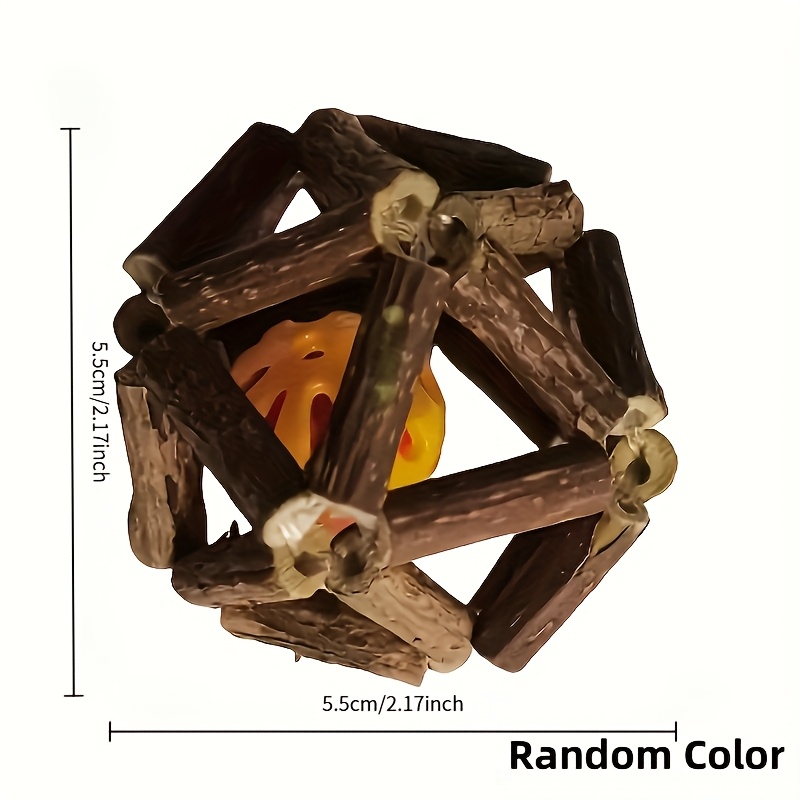 TEMU 3pcs (random Color)interactive Rattan Ball Toy, Wooden Teething , Suitable For Indoor Cats, Universal For All Breeds, No Batteries Needed