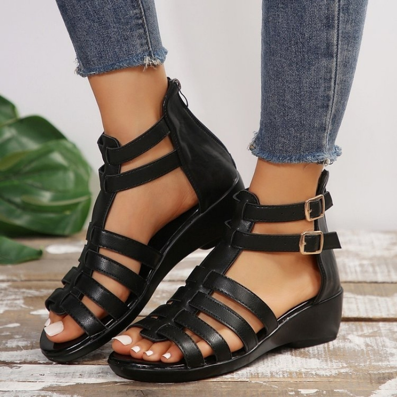 Women's Comfortable Lace-up Wedge Sandals - Adjustable Gladiator-style Footwear, Women Shoes