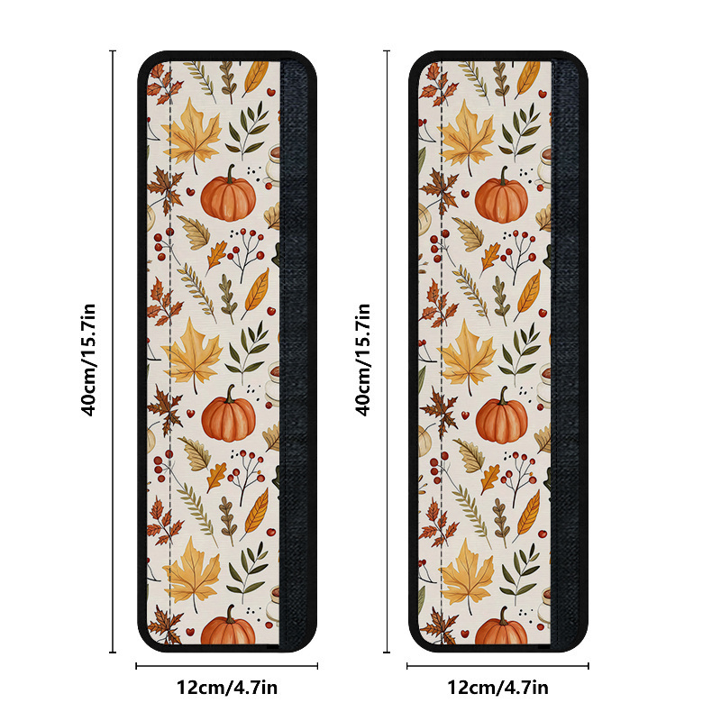 TEMU 2pcs Set, Maple Leaf Pumpkin Berry Coffee Cup With Background And Warm Autumn Hand-painted Pattern, Microwave And Refrigerator Handle Cover Set,