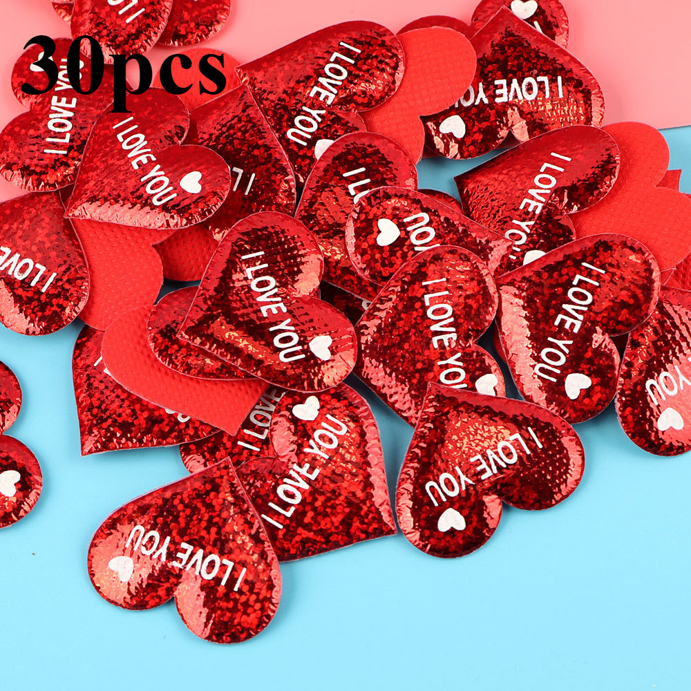 30pcs Red Non-woven Fabric Heart Patch Heart-shaped Wedding/ Birthday Gift/ Valentine's Day Craft Decoration Jewelry Floral Additions