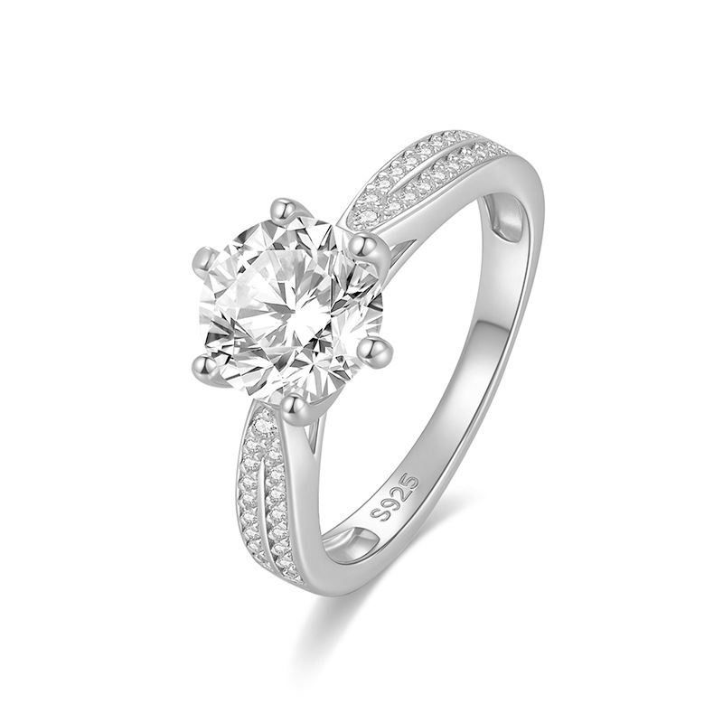 Women's 925 Silver Moissanite Ring with Six Prongs