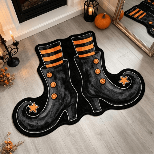 velvet pointed 1 halloween boot shaped living room bedroom carpet creative holiday sweet cool halloween style irregular shape home suitable for rooms kitchens bathrooms leisure areas bedrooms