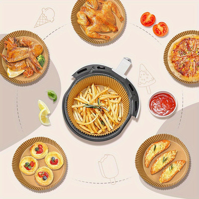 200pcs Non-Stick Air Fryer Liners - Round Paper Baking & Roasting Sheets for Healthier Cooking, Easy Cleanup, Perfect for Chicken, Fries, and Veggies, Air Fryer Accessories