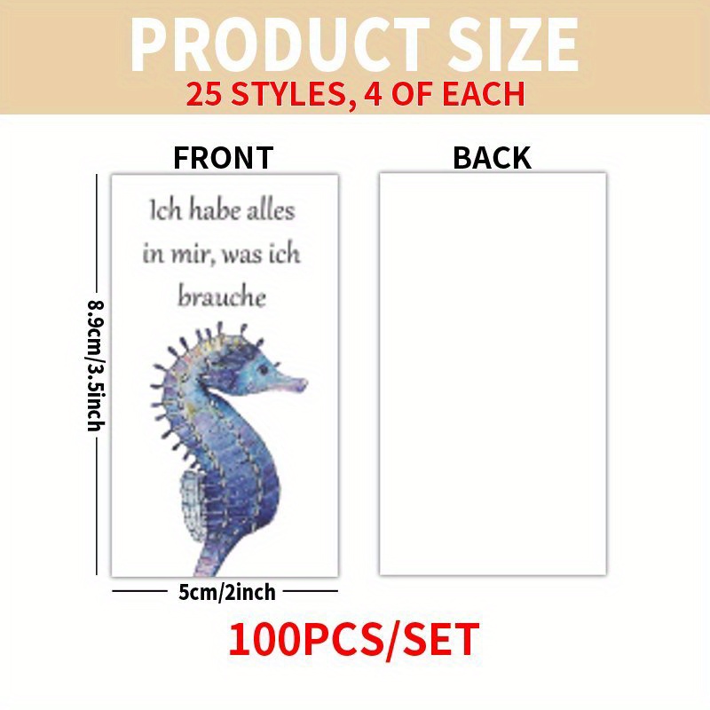 TEMU 100pcs Cards Set - German Watercolor Cute Self Affirmation Quote Cards For , Family, Back-to-school, Mother's Day Father's Day, Easter Gifts