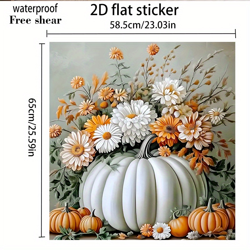 TEMU 2d Flat Autumn Pumpkin Flower Dishwasher Door Cover Sticker, Autumn/winter Theme Home Decor, Universal For Dishwasher/washer/refrigerator/door,