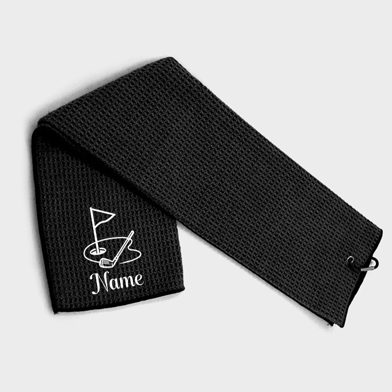 TEMU Custom Personalized Golf Towel | Customizable With Printed Golf Club Designs And Personalized Names, Sporty Style, Waffle Weave, Ideal Gift For
