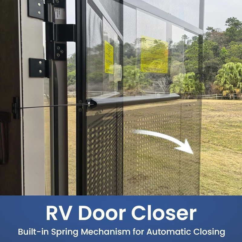 TEMU Rv Screen Door Closer With Adjustable Tension, Aluminum Automatic Closing Device For Most Trailer Screen Doors & Most Latches, Travel Trailer