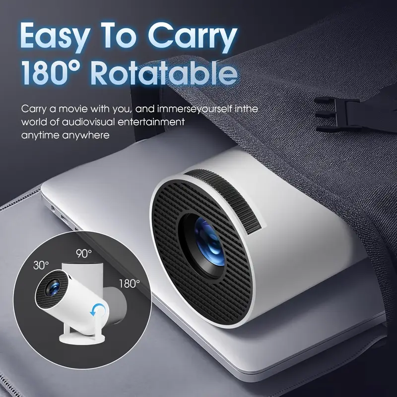 proyector inteligente portátil 4k/1080p con wifi 6, decodificación 4k, rotación de , de pantalla, enchufe de . uu. - ideal para cine en casa, conexión inalámbrica para teléfonos inteligentes, montaje de mesa, proyector 4k | cine en casa moderno | pantalla ajustable, proyector en casa detalles 2