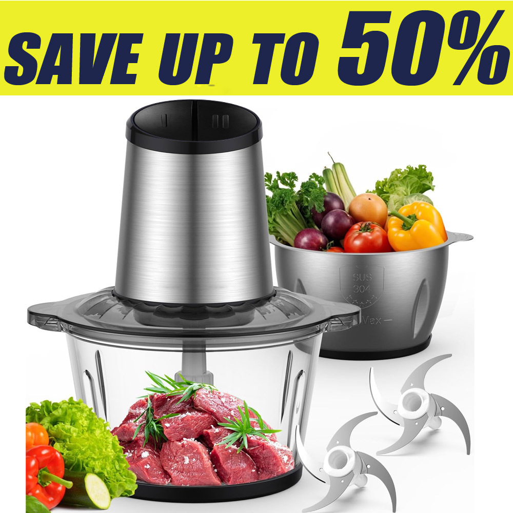TEMU Food Processor, Electric Food Chopper With 1 Bowl (2.3l), Dual-speed Mini Electric Vegetable Chopper +1 Sets , Meat Grinder & Veggie Chopper, 2