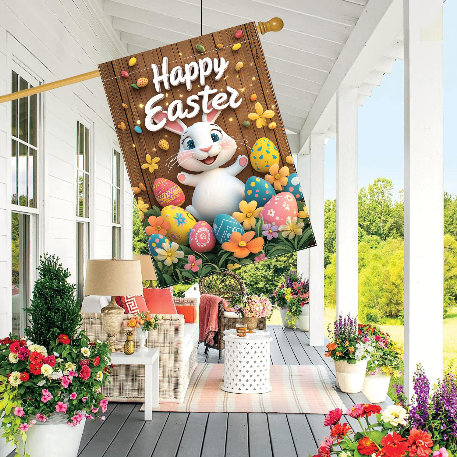 

Easter Welcome Flag - 1pc Design, Double-sided Polyester Garden Flag, 28x40 Inches, Outdoor Lawn And Decor, Decoration Flag, Flag Only