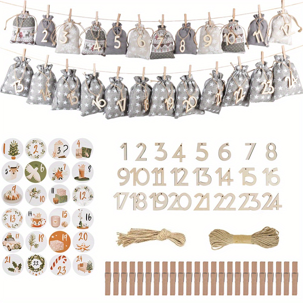 Calendario Dell'Avvento Da Riempire, 24 Sacchetti Regalo