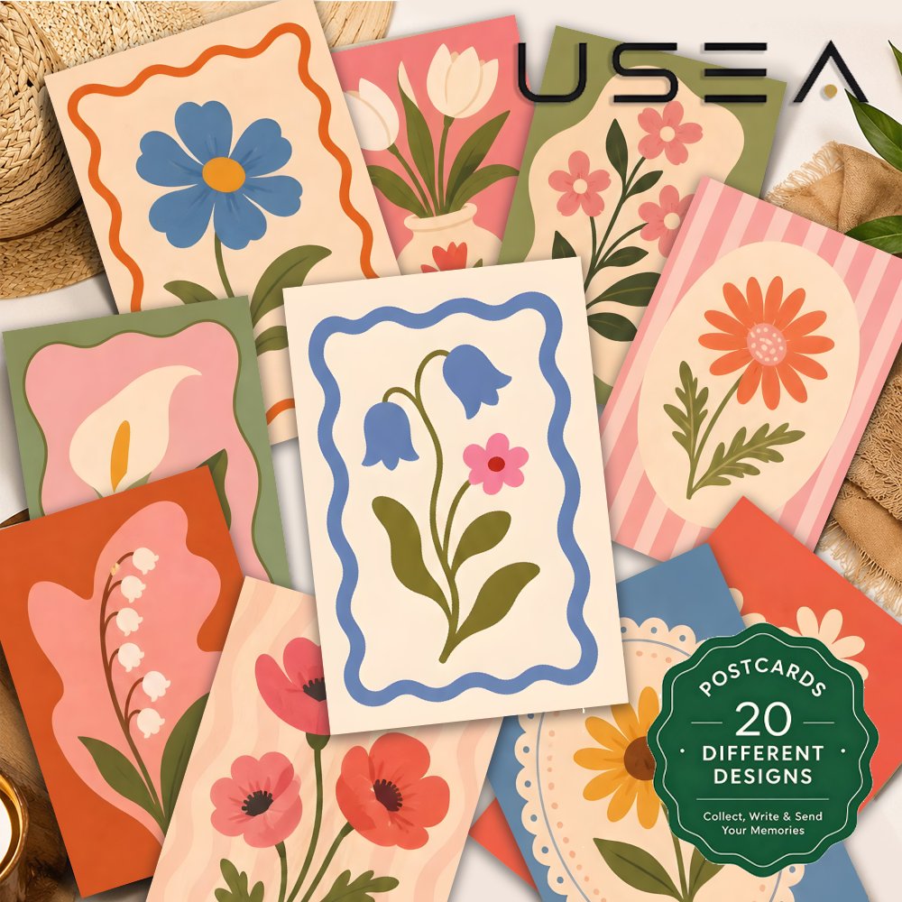 TEMU 20pcs Retro Botanical Postcards Suitable For Mailing, Vintage Floral Aesthetic Suitable For Scrapbooking, Wedding Invitations, Thank You Cards,