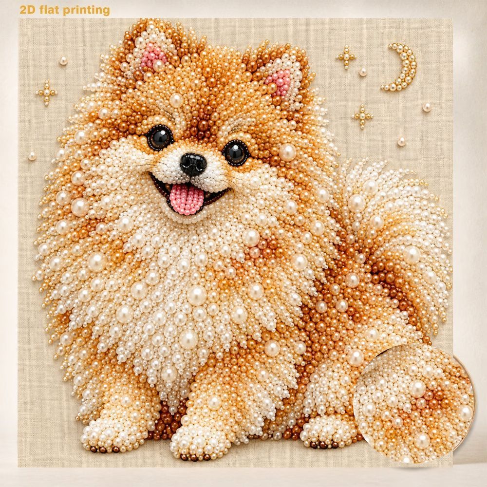 TEMU Diy Pearl Art Painting Kit, Diy Pomeranian Dog Pearl Mosaic Art Craft, Adult Stress-relief Handmade Wall Hanging Art, Includes Full Set Of Shiny
