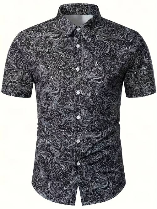 2026 new mens short sleeve print shirt paisley print casual wear beach western cowboy vacation fashion summer style smooth texture hand washable wrinkle resistant ideal gift for men