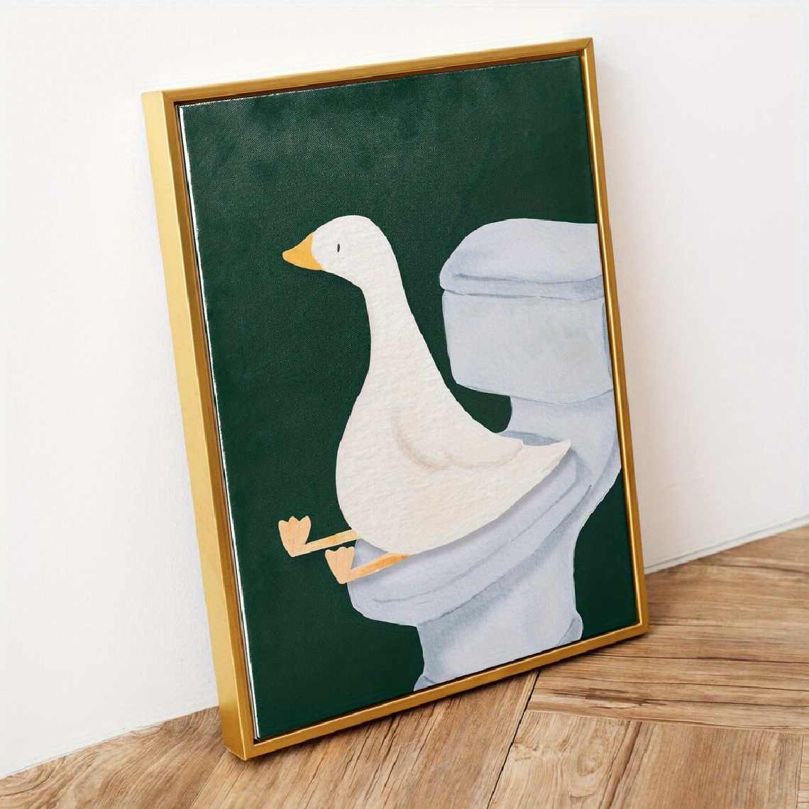 E-shop 2D Flach, 2D Flach, . Wanddekoration, Retro Poster, Gänse-Thema Badezimmer Kunstwerk, Modische Kunstdrucke, Dunkelgrüne Wanddekoration,