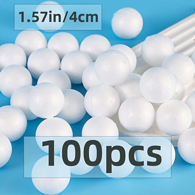 4cm/1.57in White Craft Foam Balls 100pcs Polystyrene Balls For Crafts Christmas Tree Decorations School Teaching Supplies, Modeling Materials