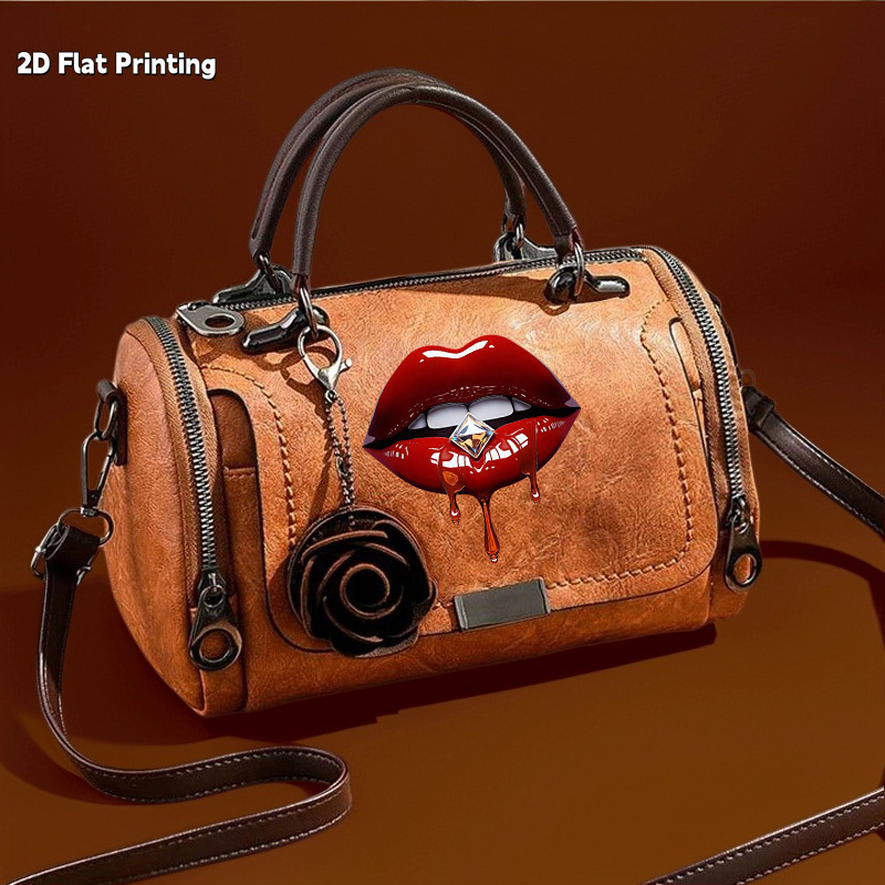 TEMU 1 sac à main rétro, sac fourre-tout à poignée supérieure pour femmes avec imprimé lèvres rouges goutte à goutte, sac bandoulière tendance pour