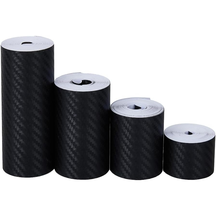 TEMU 4 Rolls 4 Sizes Carbon Fiber Stickers Carbon Fiber Vinyl Tape Car Carbon Fiber Body Stickers Black Detail Vinyl Film Tape Self-adhesive