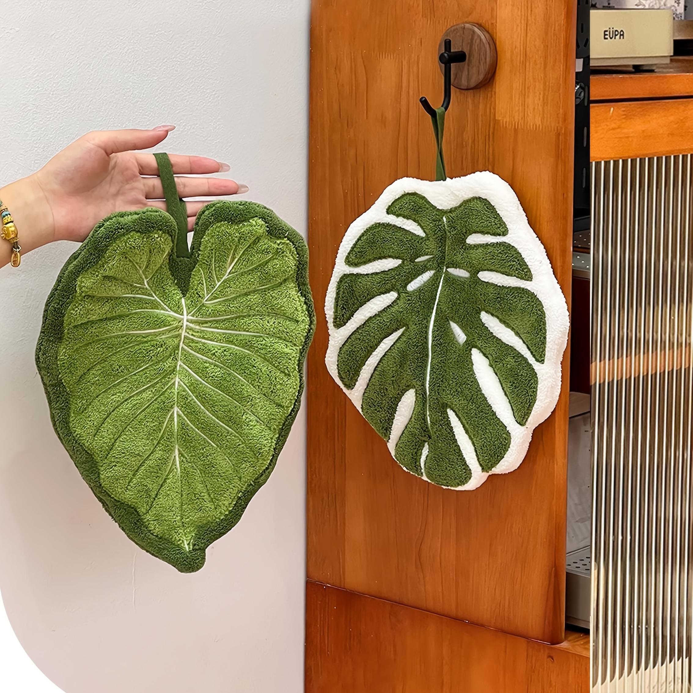 TEMU Serviettes à main en molleton absorbant à séchage rapide de feuille pour salle de bain, cuisine, salle à manger - Serviettes décoratives à