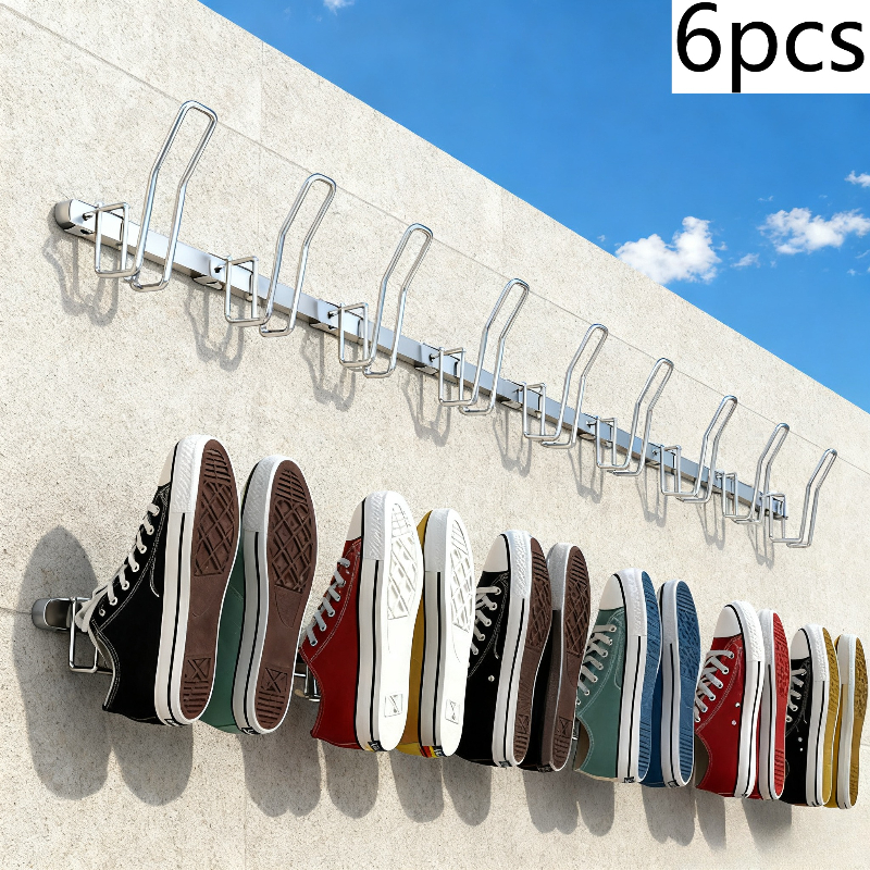 6pcs wall mounted metal shoe rack with anti   multifunctional hanging storage rack suitable for   windowsills and indoor outdoor use space saving   entryway shoe cabinet balcony storage stylish metal end