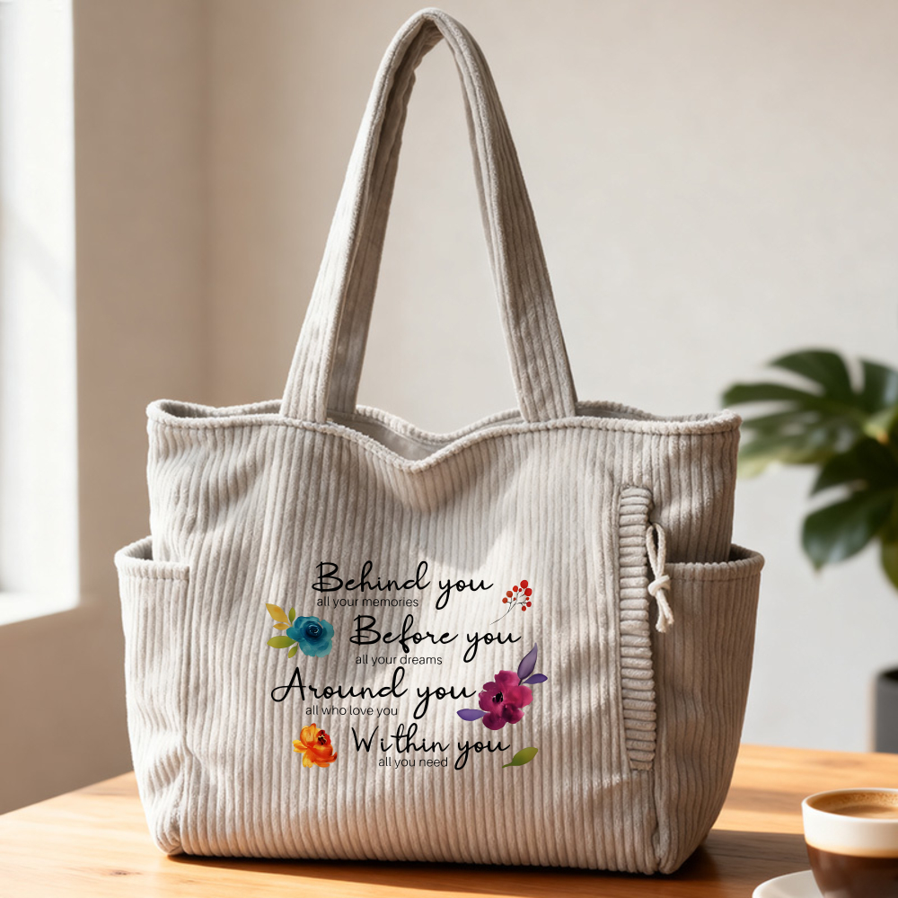 Image of Corduroy Tote Bag, Shoulder Bag, Travel Tote, Shopping Bag, Laptop Bag, Perfect Gift For Her, Birthday, Graduation, Mother's Day, Work, School, Daily