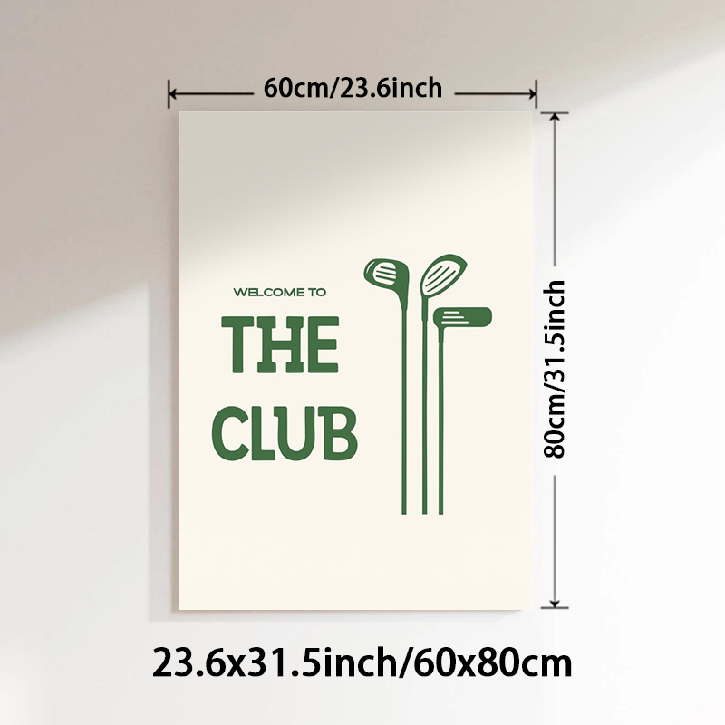 TEMU 2d Flat, 2d Flat, 1pc Unframed Canvas Artwork For Golf Lovers, Featuring A Welcome Message For Wall Decoration, Ideal For Sports Fans. This