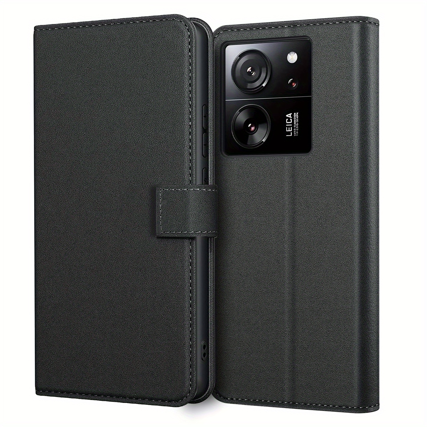 TEMU Phone Case - Protective Phone Case Cover For Xiaomi 13t / 13t Pro Featuring A Kickstand, Faux Leather, Card Slot, And A