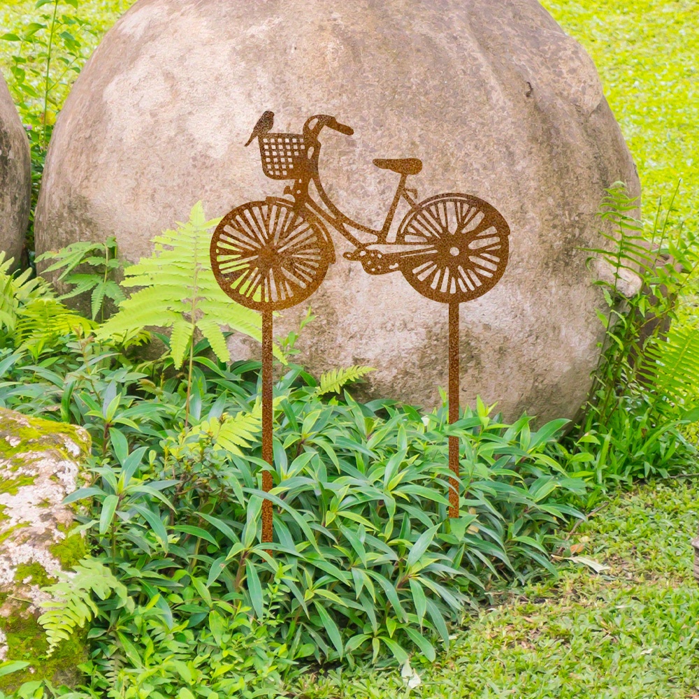 1pc Rusty Metal Bicycle Garden Stake Vintage Rusted Sturdy Metal  Construction, Freestanding Outdoor Decor for Garden, Patio, Balcony  Gift