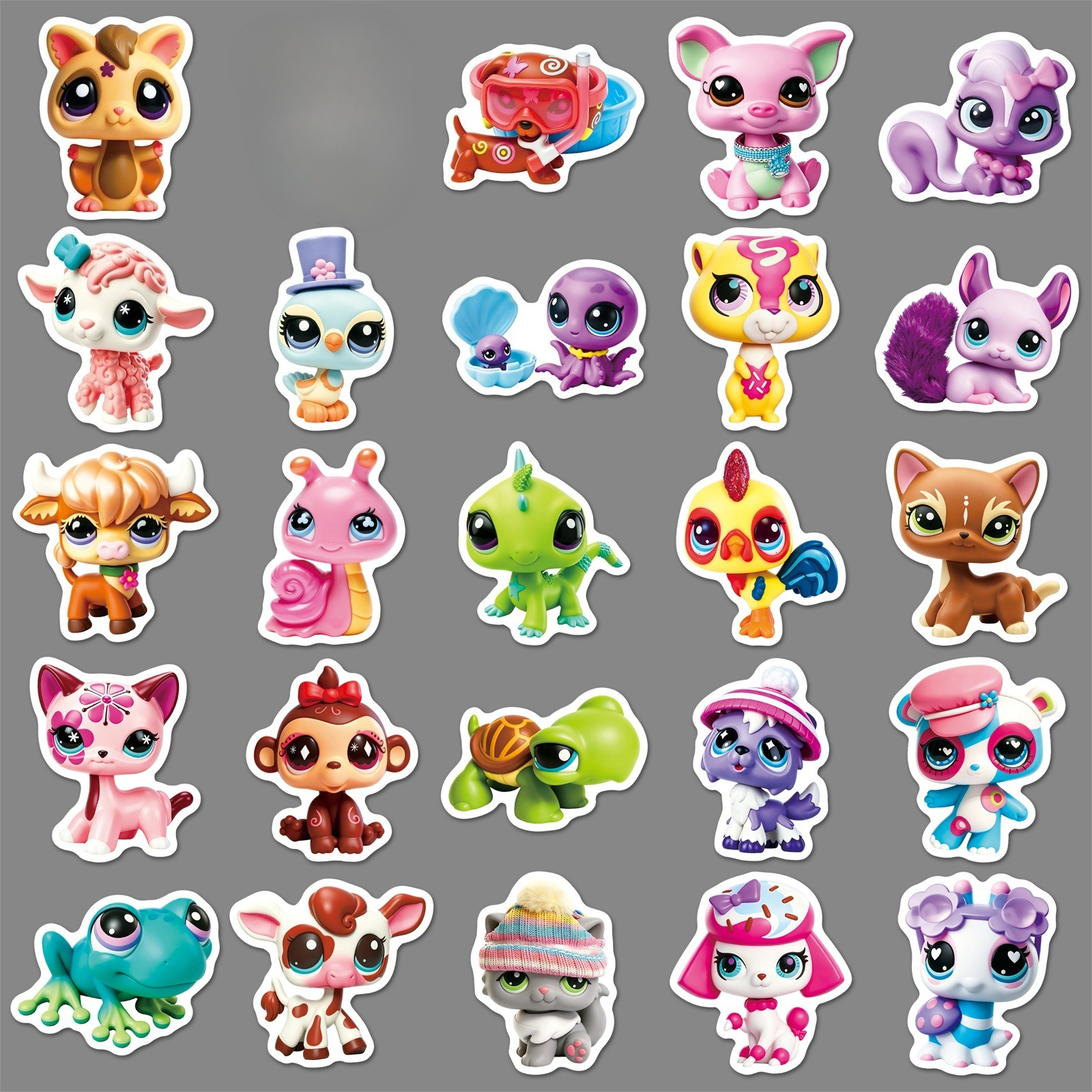 TEMU 50pcs Pet Shop Graffiti 2d Stickers, Animal Aesthetic Vinyl Stickers For Laptops, Water Bottles, Guitars, Luggage, Phones, Cases, Skateboards,