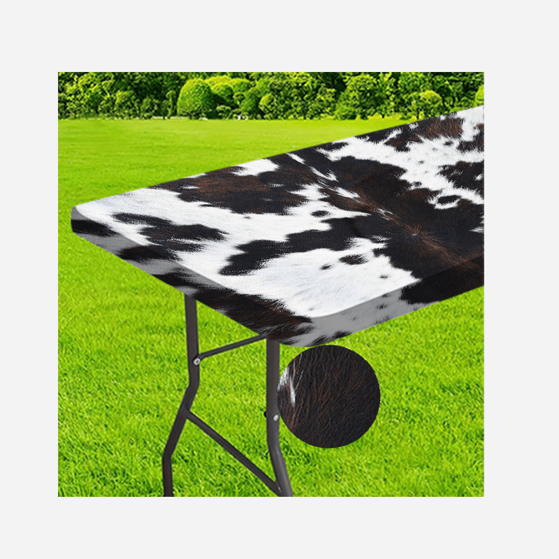 TEMU 1pc Vibrant Cowhide Print Outdoor Tablecloth - Polyester, Ideal For Camping, Picnics & Garden Parties, Rectangle, Indoor/outdoor Use, Picnic Accessory animal Print Decor durable Table Cover