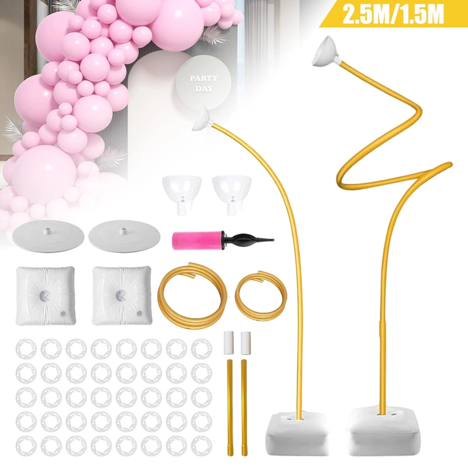 Image of Sets Of Wedding Arch Background Stands Measuring 2.5m 5m, Featuring A Metal Structure In Golden, Suitable For Weddings, Birthdays, Parties, And Halloween Decorations