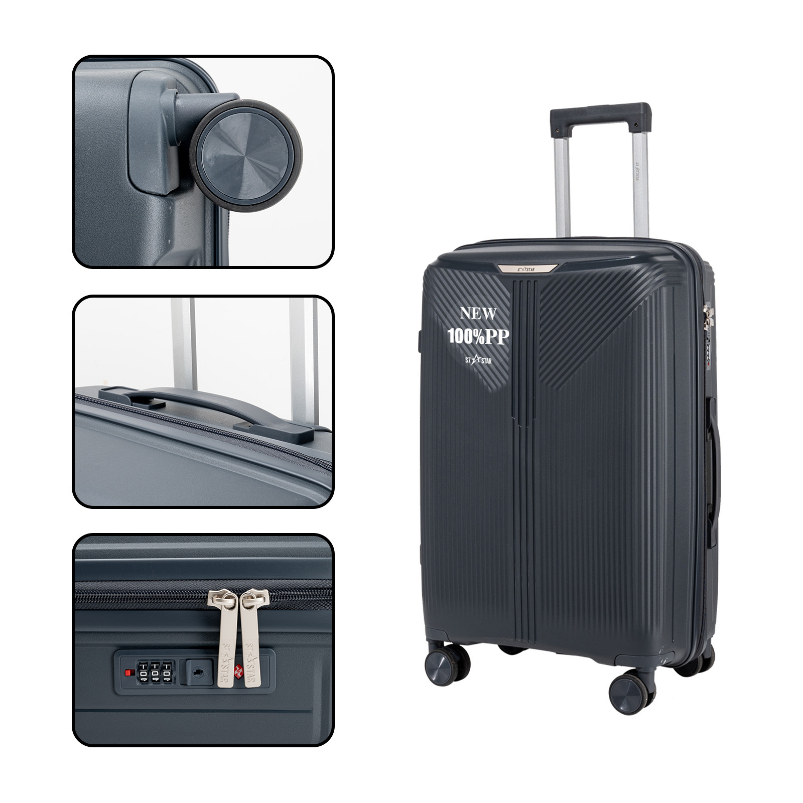 Pp Luggage In 20, 24, 28 Inches For Travel 20-inch Model Carry-on , While 24-inch And 28-inch For .fitted With And Safety Lock, It Slides And Suits