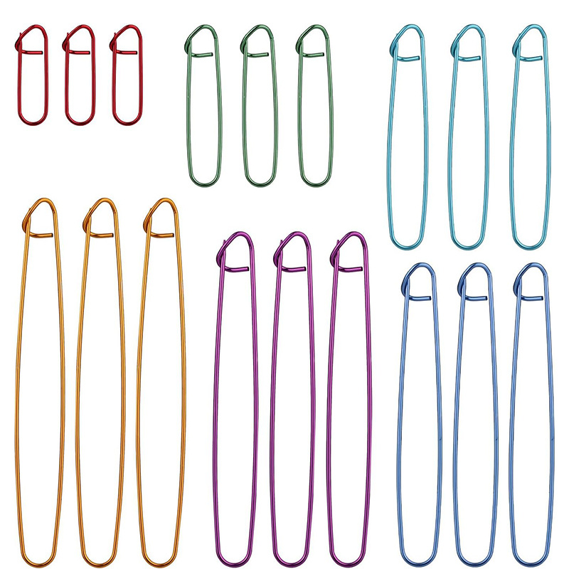 Image of 18pcs Aluminum Knitting Holders, Assorted Colors Yarn Markers For Crochet & Sewing Supplies, Durable Cable Needle Accessories